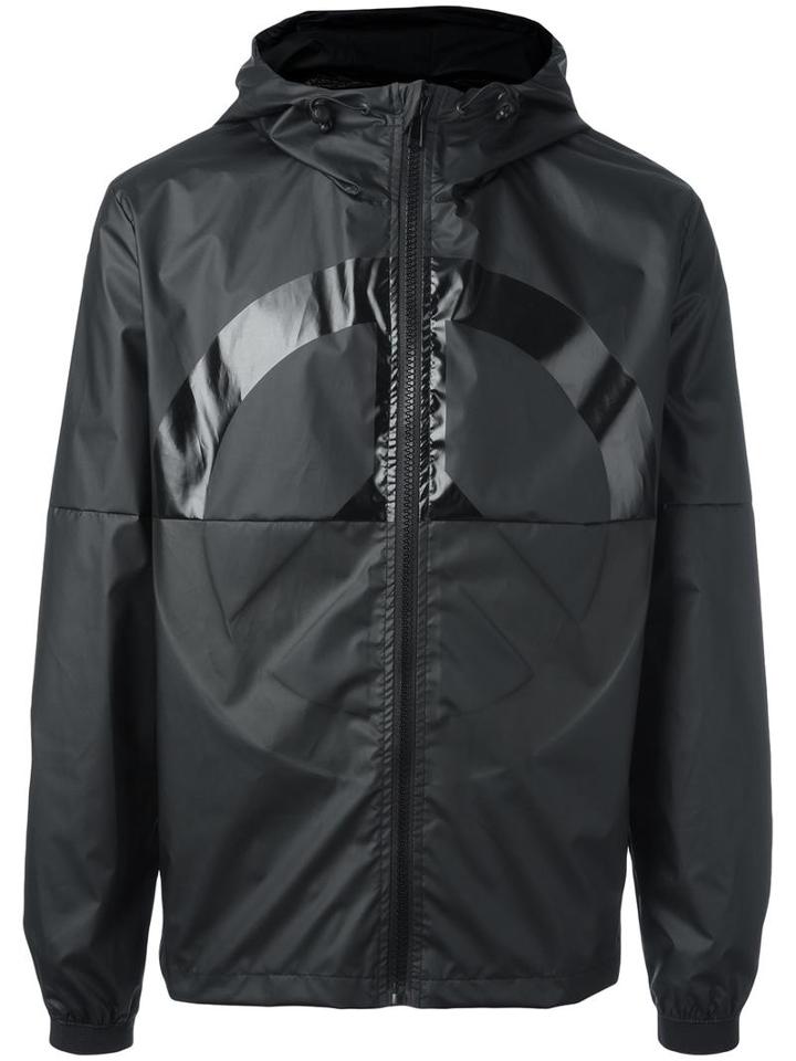 Love Moschino Peace Symbol Windbreaker, Men's, Size: 50, Black, Polyester