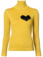 Shrimps Heart Motif Roll Neck Sweater - Yellow & Orange