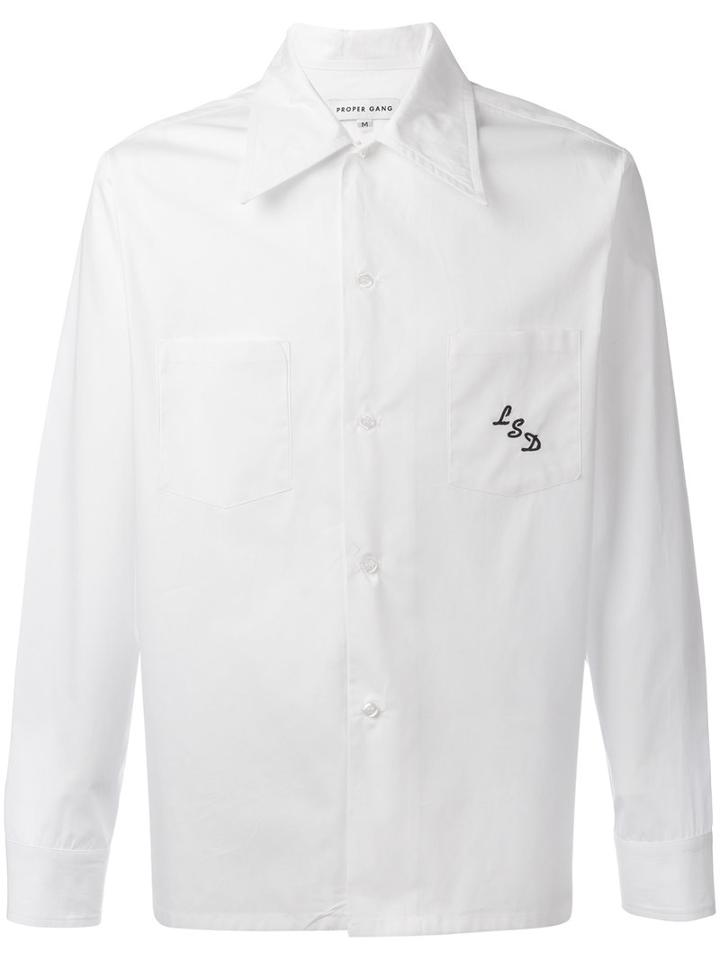 Proper Gang Monogram Shirt, Men's, Size: Large, White, Cotton