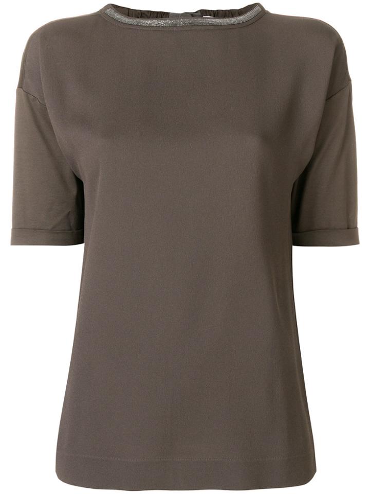 Fabiana Filippi Chain Trim T-shirt - Brown