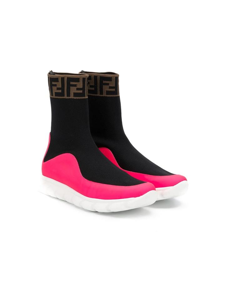 Fendi Kids Fabric Mix Sneakers - Black