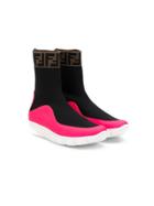 Fendi Kids Fabric Mix Sneakers - Black