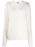 Jil Sander V-neck Cashmere Jumper - White