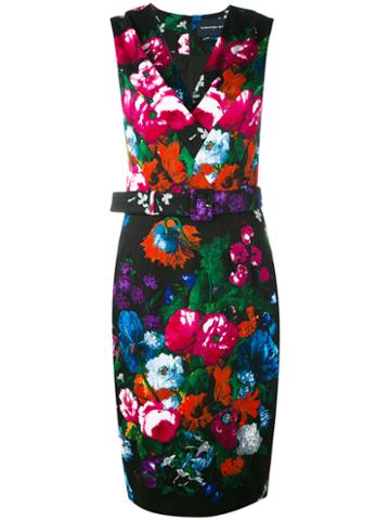 Samantha Sung - Floral Print Belted Dress - Women - Cotton/spandex/elastane - S, Women's, Cotton/spandex/elastane