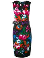 Samantha Sung - Floral Print Belted Dress - Women - Cotton/spandex/elastane - S, Women's, Cotton/spandex/elastane