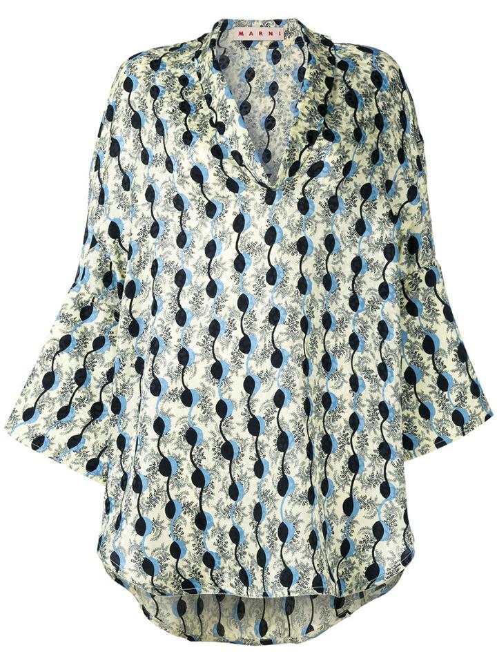 Marni - Garland Print Blouse - Women - Silk - 42, Women's, Green, Silk