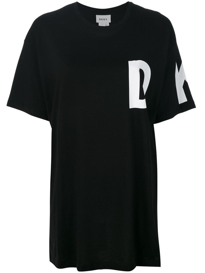 Donna Karan Logo Embossed T-shirt - Black