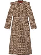 Gucci G Rhombus Belted Trench Coat - Brown