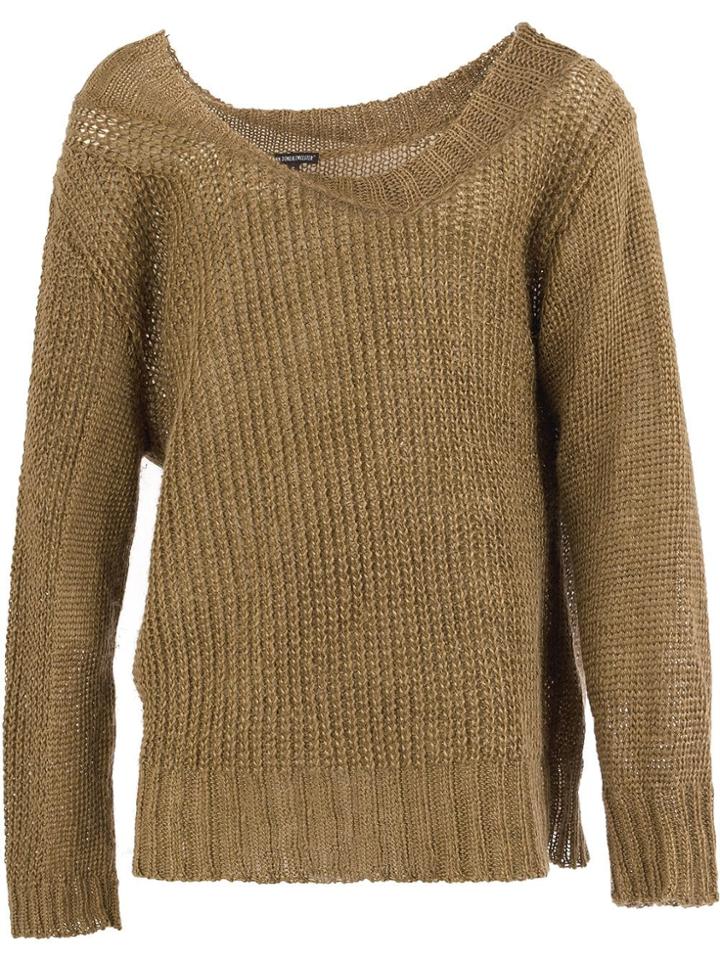 Ann Demeulemeester Asymmetric Neck Knitted Jumper - Brown