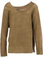 Ann Demeulemeester Asymmetric Neck Knitted Jumper - Brown