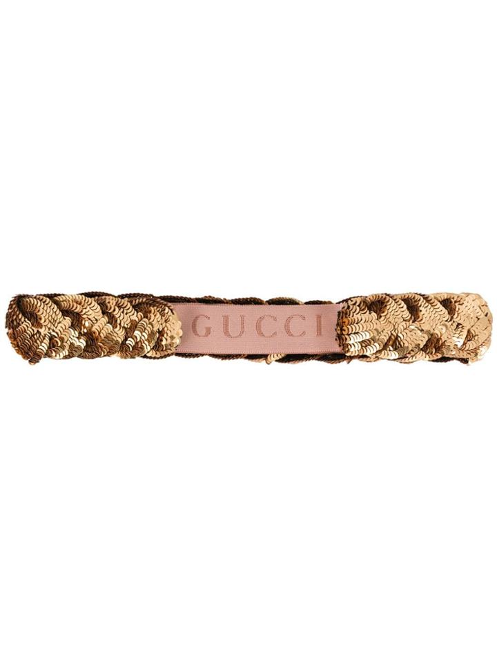 Gucci Sequined Braided Hair Band - Gold