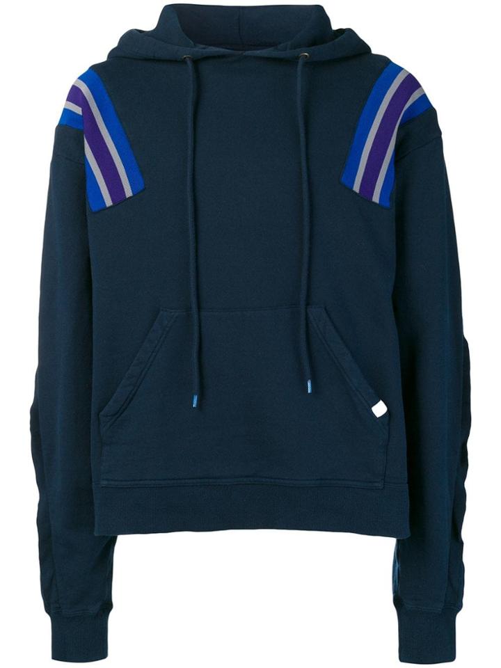 Facetasm Oversized Stripe Detail Hoodie - Blue