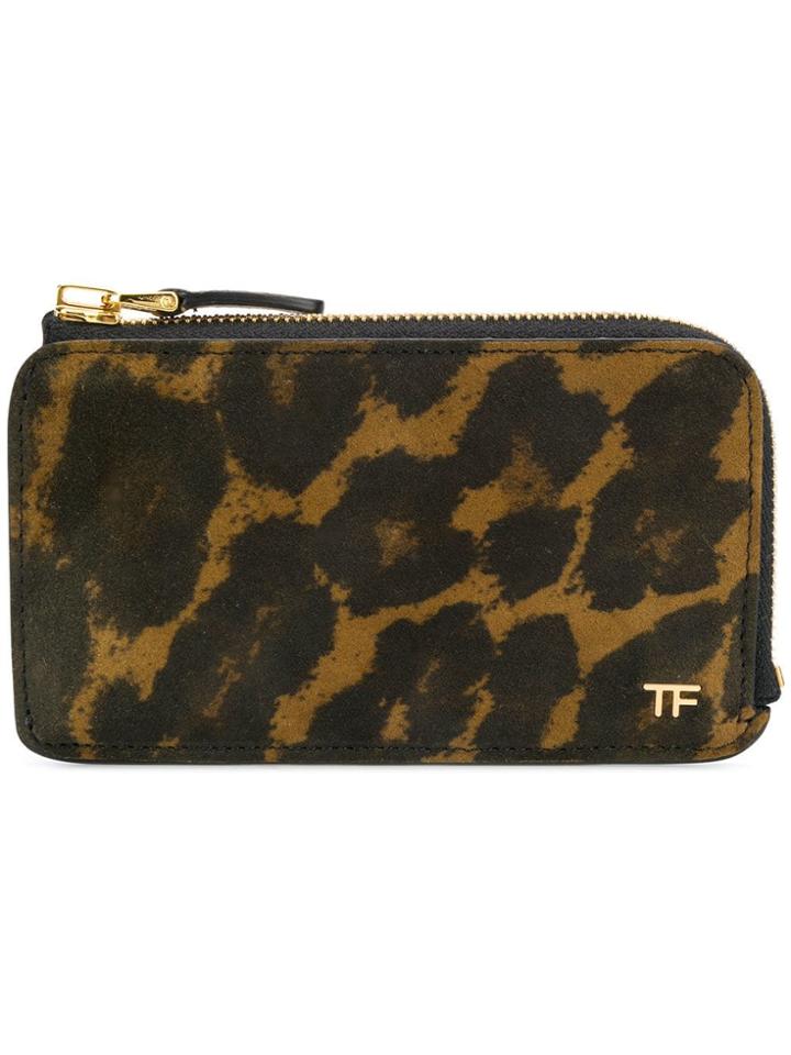 Tom Ford Leopard Zip Wallet - Brown