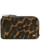 Tom Ford Leopard Zip Wallet - Brown