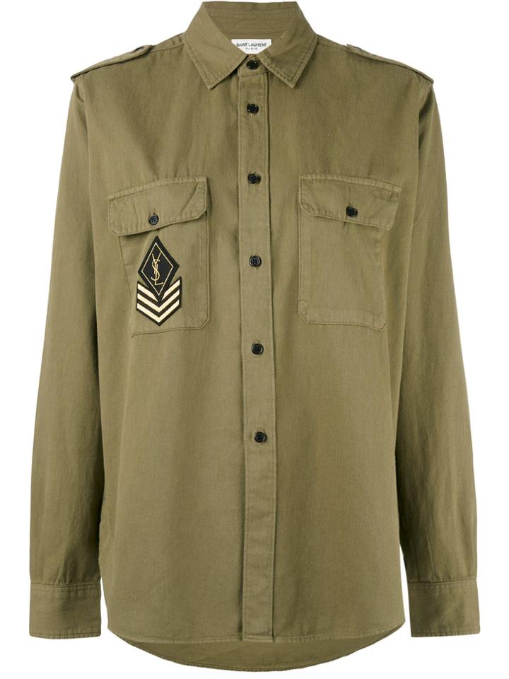Saint Laurent Logo Patch Shirt - Green