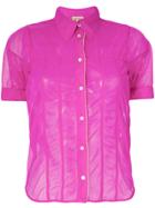 No21 Contrast Hem Sheer Shirt - Pink & Purple