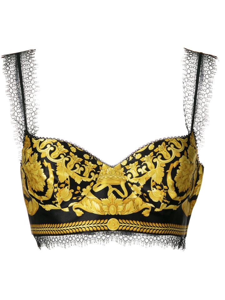 Versace Baroque Bustier Crop Top - Yellow & Orange