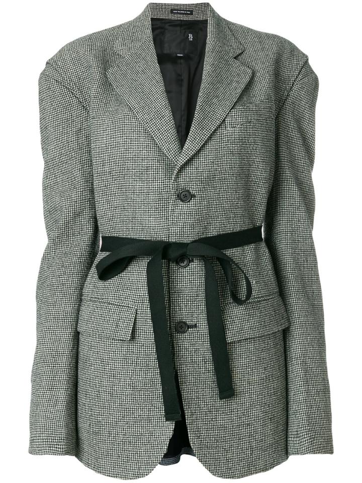 R13 Ribbon Detail Houndstooth Blazer - Black