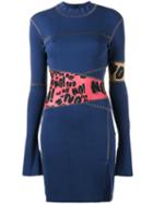 Tigran Avetisyan Knitted Print Mini Dress, Women's, Size: Small, Blue, Cotton