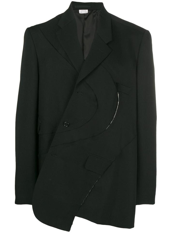 Comme Des Garçons Homme Plus Swirly Patterned Blazer - Black