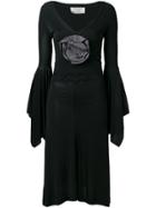 Yves Saint Laurent Vintage Flower Embellished Dress - Black