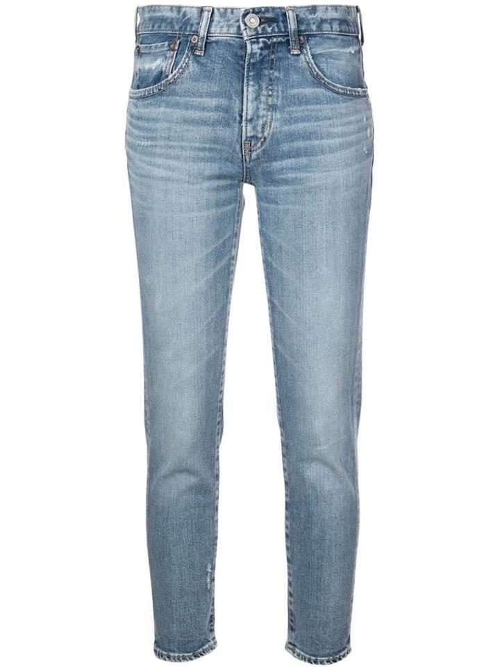 Moussy Vintage Cropped Slim-fit Jeans - Blue