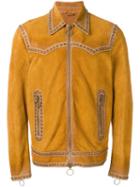 Dsquared2 Western Studded Accent Jacket, Men's, Size: 50, Yellow/orange, Calf Leather/aluminium
