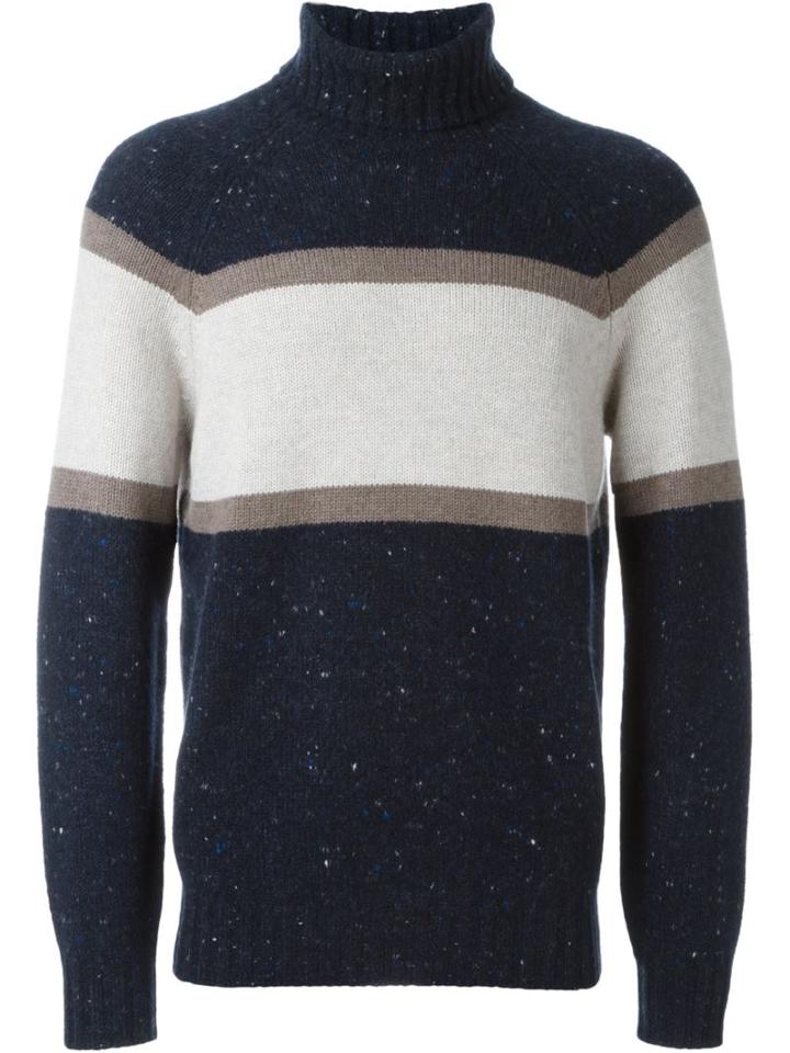 Brunello Cucinelli Turtle Neck Jumper, Men's, Size: 48, Blue, Polyamide/cashmere/virgin Wool