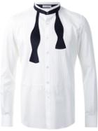 Education From Youngmachines Pleated Panel Bow Tie Applique Button Down Shirt, Men's, Size: 1, White, Cotton