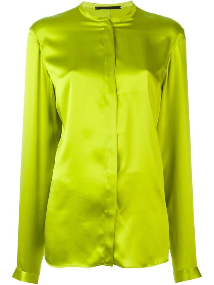Haider Ackermann Collarless Shirt, Women's, Size: 40, Green, Silk