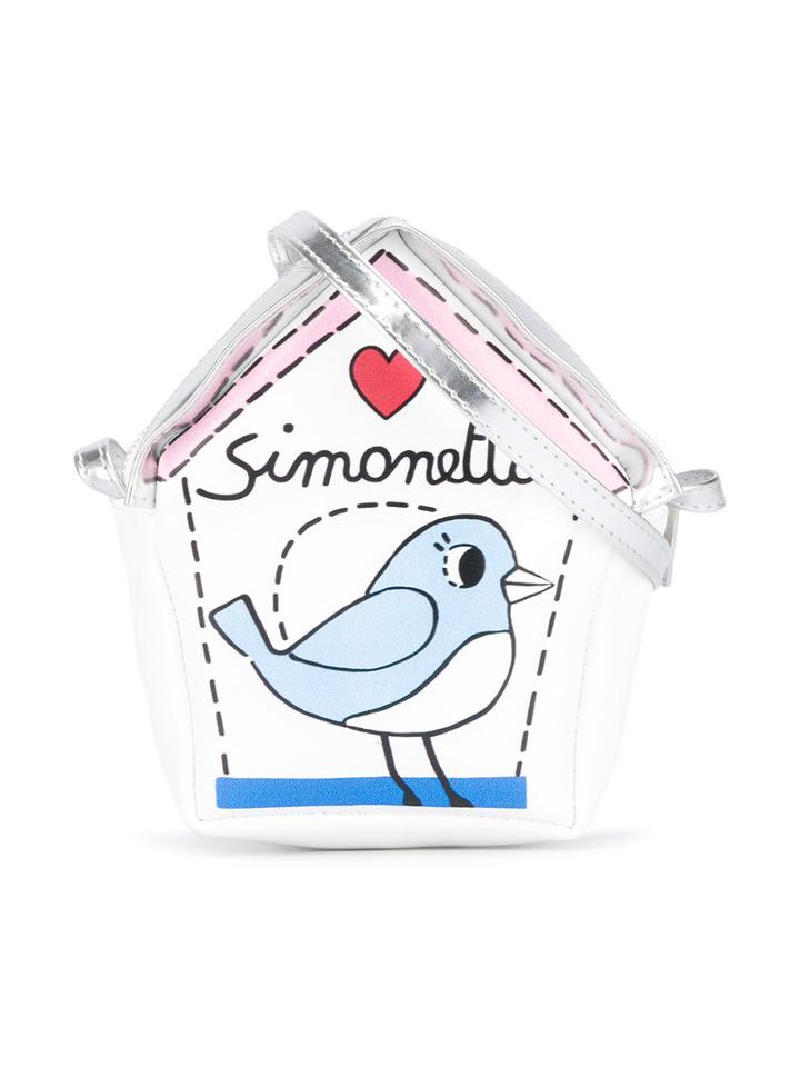 Simonetta Bird Cage Shoulder Bag, Girl's, White