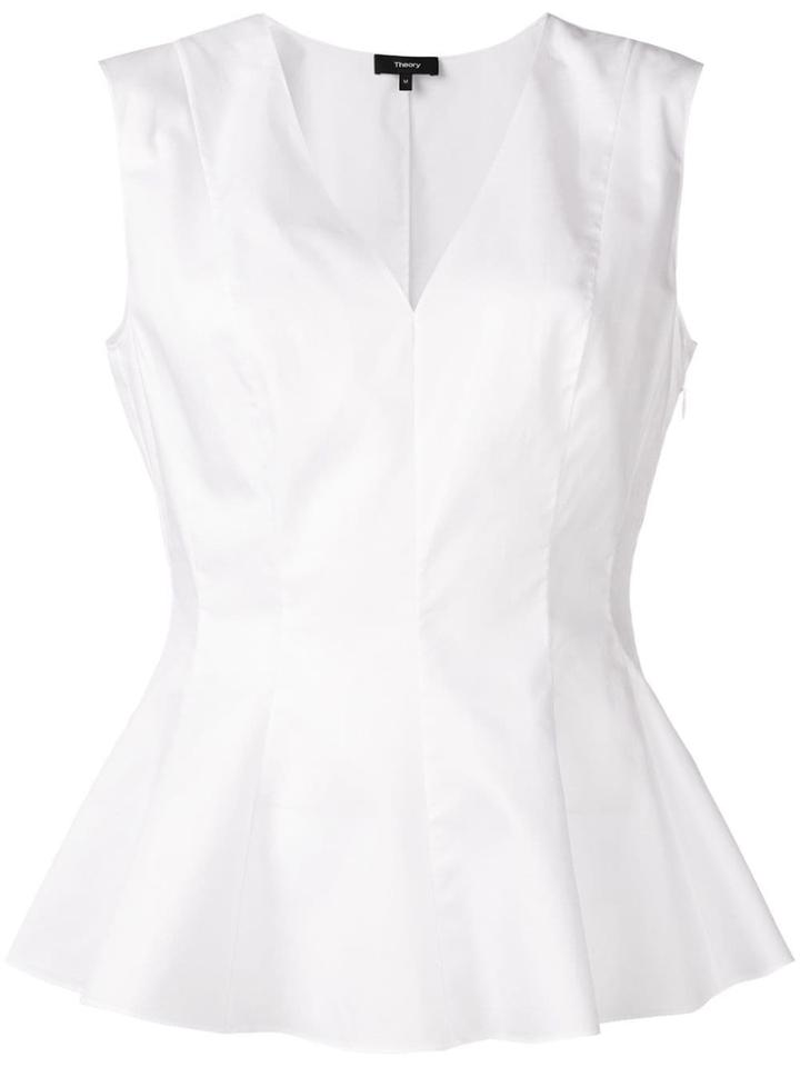 Theory Peplum Sleeveless Shirt - White