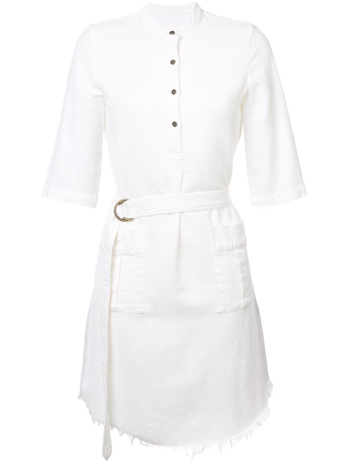 Raquel Allegra Frayed Shirt Dress - White