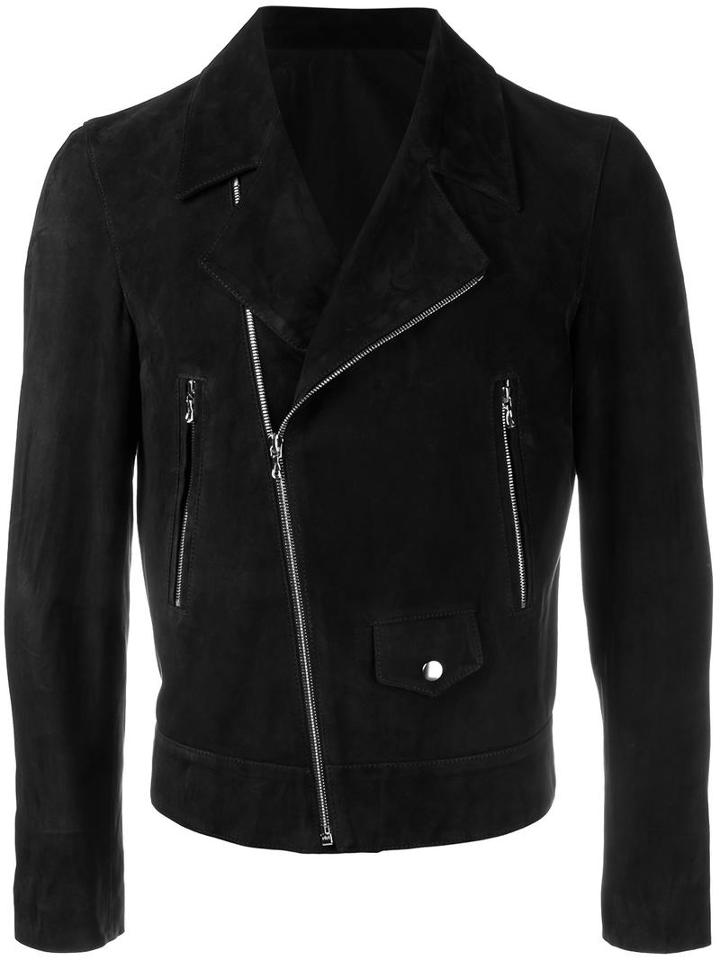 Curieux Suede Biker Jacket, Men's, Size: Medium, Blue, Acetate/suede