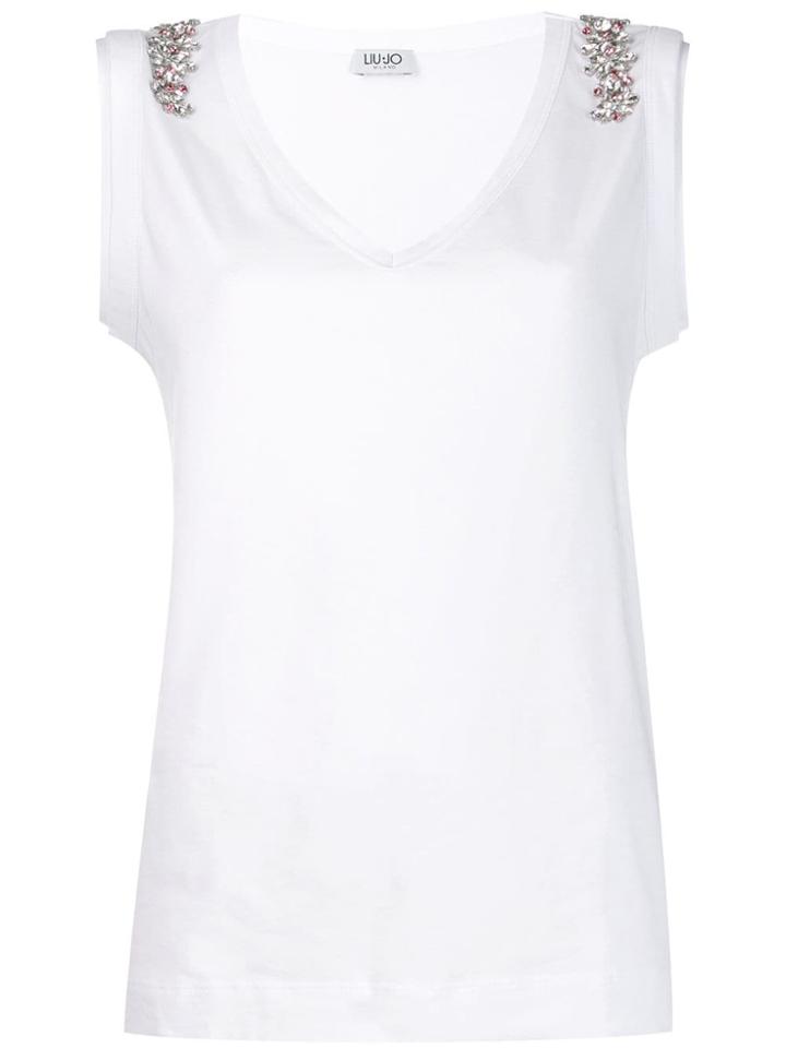 Liu Jo Crystal Embellished Vest Top - White