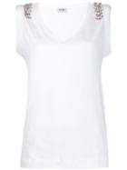 Liu Jo Crystal Embellished Vest Top - White