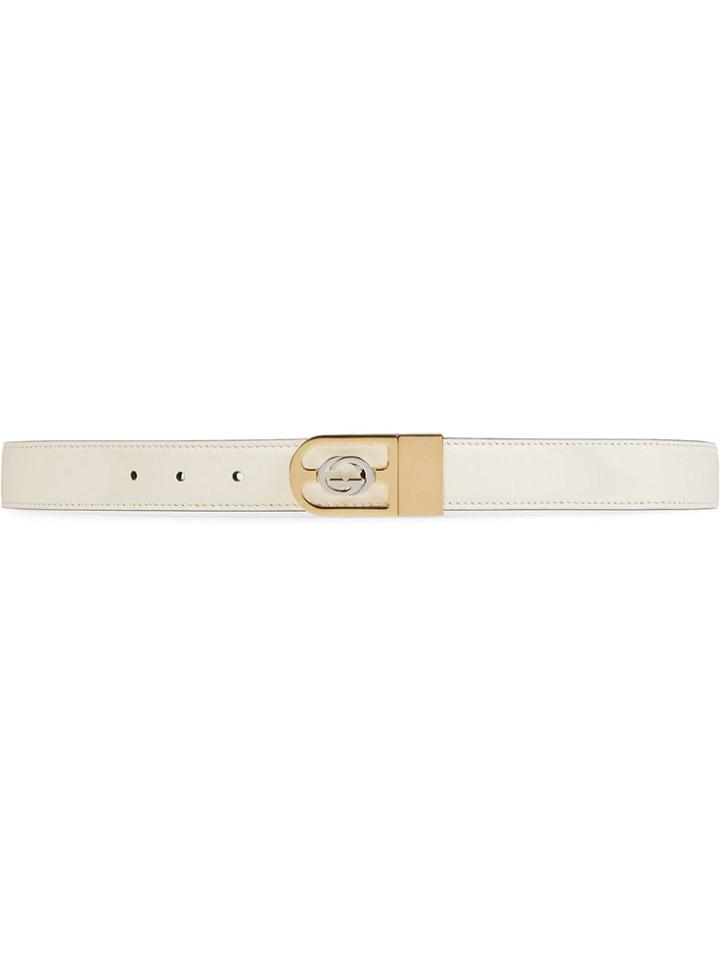 Gucci Reversible Belt With Interlocking G Buckle - White