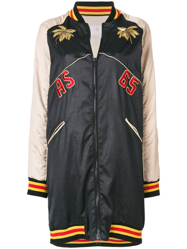As65 Embroidered Bomber Jacket - Black