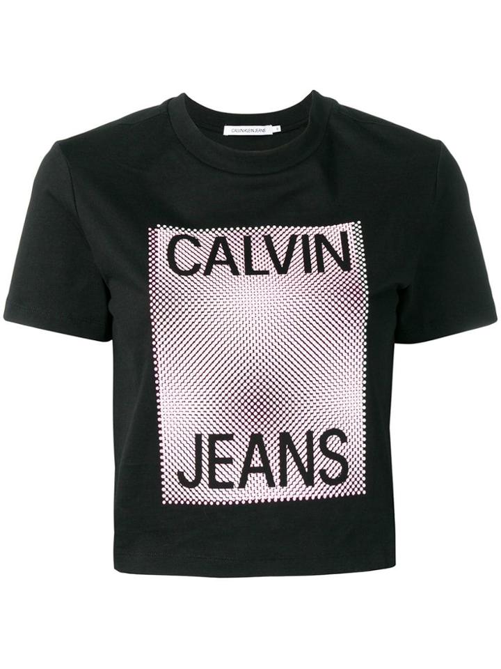 Calvin Klein Jeans Logo Printed Crop Top - Black
