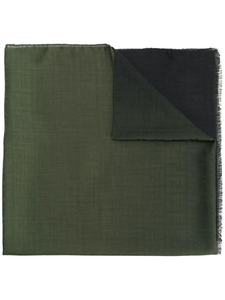 Fendi Contrast Logo Embroidered Scarf - Green