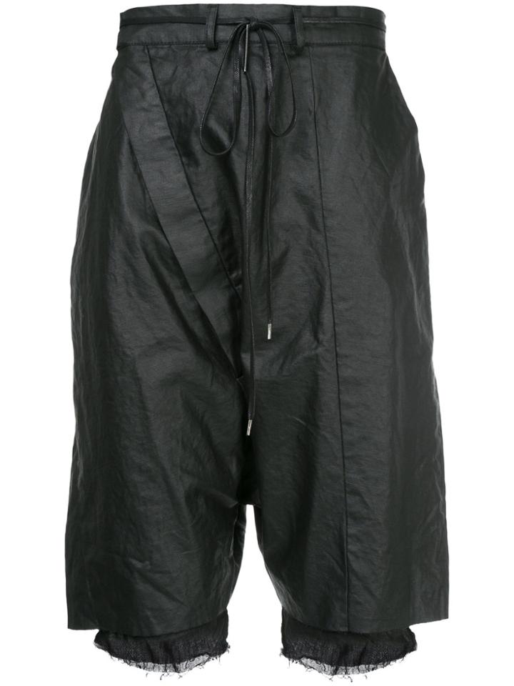 Army Of Me Drawstring Detail Distressed Shorts - Black