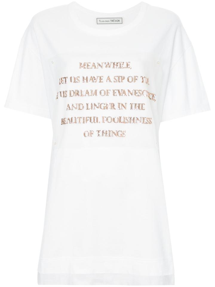 Tu Es Mon Trésor Oversized Printed T-shirt - White