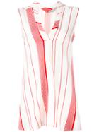 Stella Mccartney Striped V-neck Top, Women's, Size: 40, Red, Silk