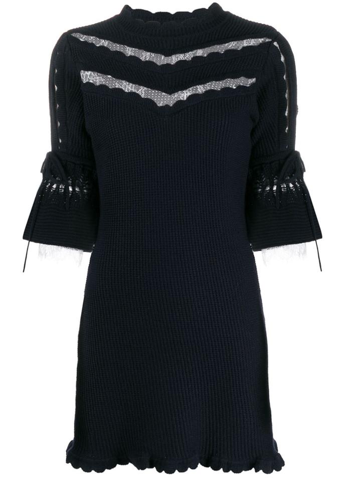 Self-portrait Scalloped Lace Detail Dress - Blue