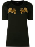 Dsquared2 - Lion Motif T-shirt - Women - Cotton/polyester/viscose - S, Black, Cotton/polyester/viscose