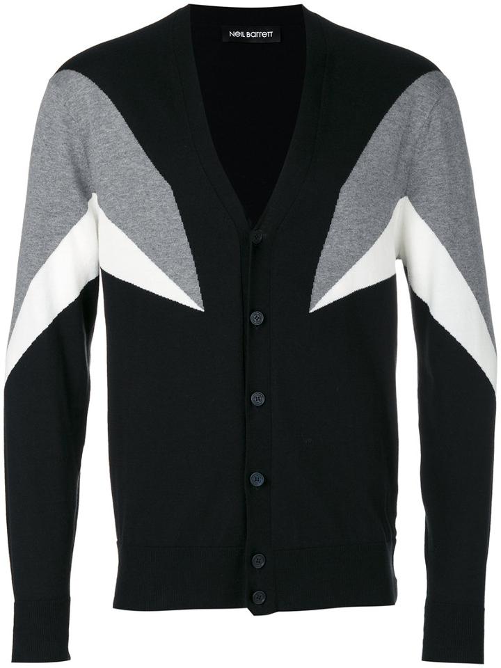 Neil Barrett - Intarsia Geometric Cardigan - Men - Cotton - S, Black, Cotton