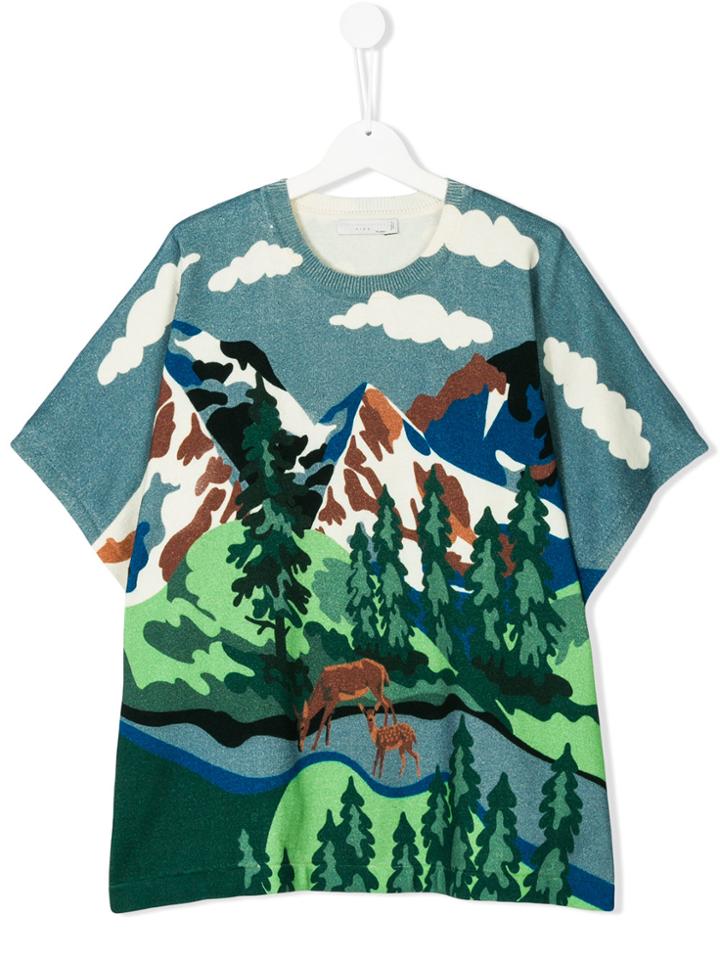 Stella Mccartney Kids Huckle Blue Landscape Knitted Cape