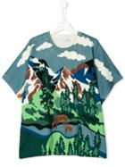 Stella Mccartney Kids Huckle Blue Landscape Knitted Cape