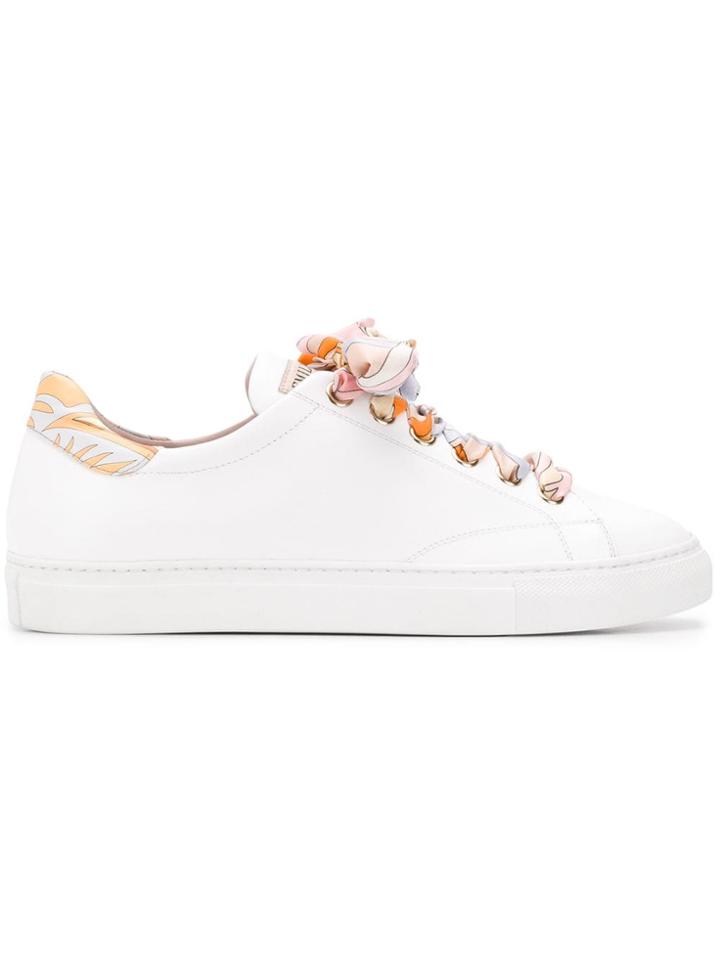 Emilio Pucci Ribbon Lace-up Twill Trainers - White