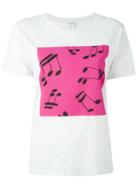 Saint Laurent Music Note Printed T-shirt, Women's, Size: Medium, White, Cotton